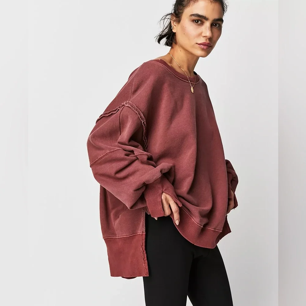 Free People Camden Oversized Pullover In Russet Acorn - Picture 2 of 3